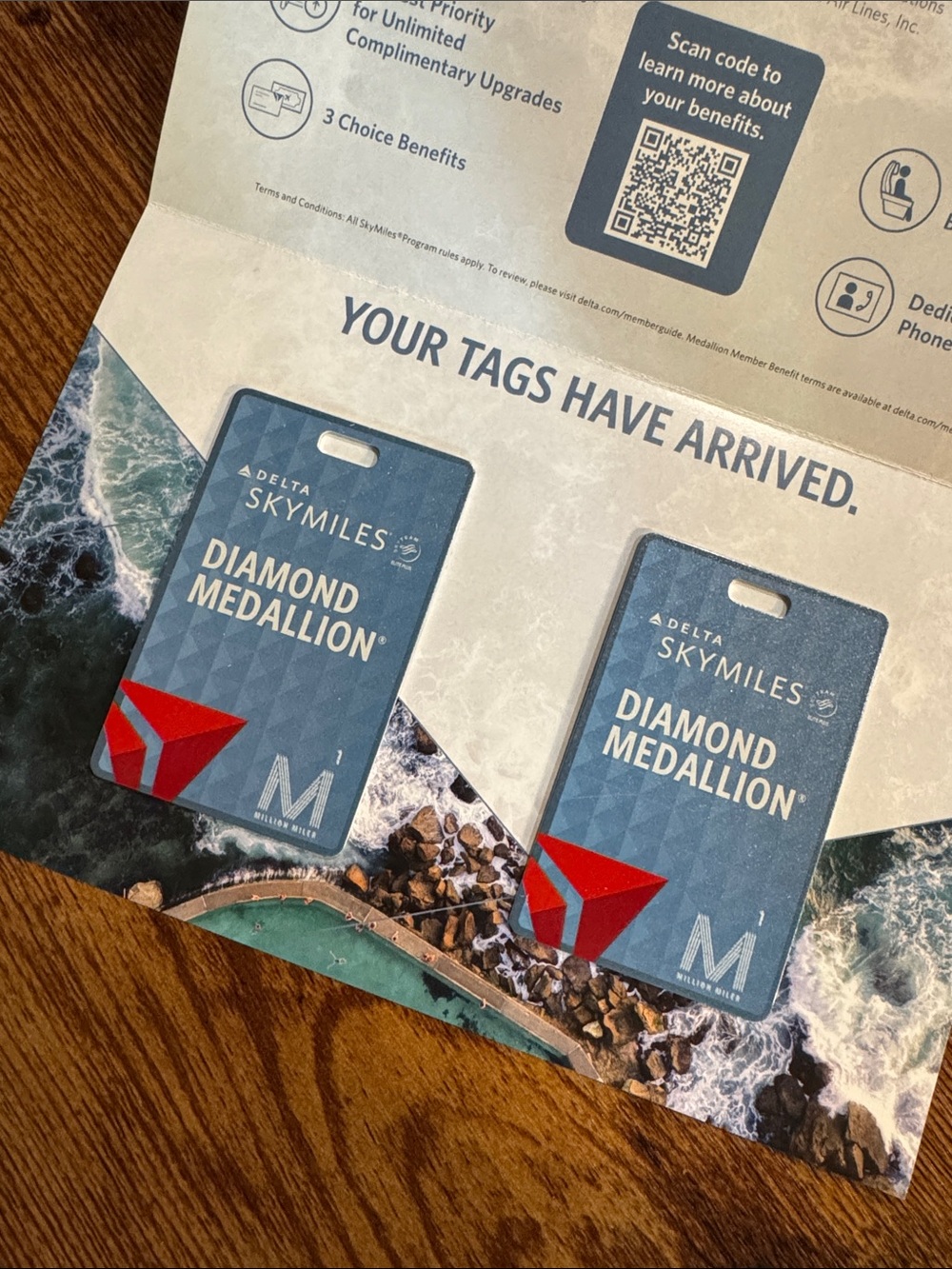 Delta Diamond Medallion SkyMiles Million Miler Metal Luggage Tags x 2 New